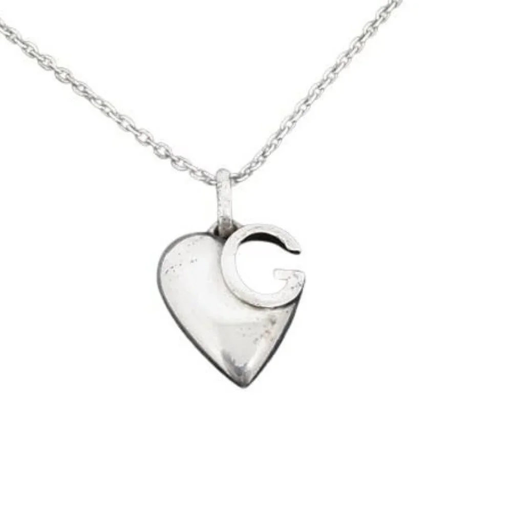 Gucci Necklace G Logo Silver SV 925 Heart - Picture 2 of 4